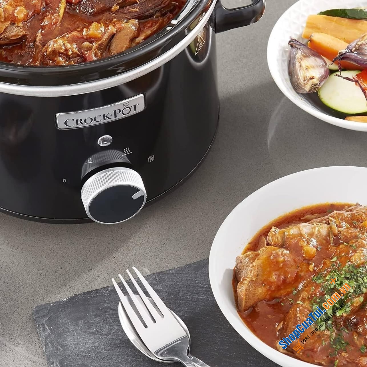 Nồi nấu chậm Crock Pot 1.8 Lít - lý tưởng cho các hộ gia đình nhỏ, hoặc nấu cháo cho các bé