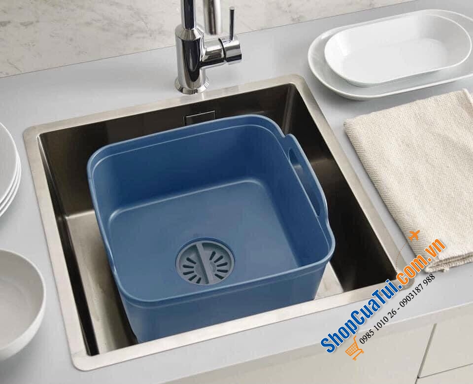 CHẬU RỬA THÔNG MINH JOSEPH JOSEPH WASH & DRAIN dung tích 8,9l màu xanh biển