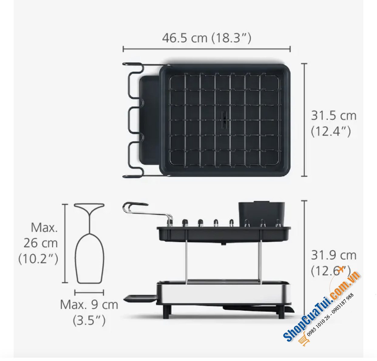 Kệ úp chén bát 2 tầng Josseph Joseph Excel Steel (Grey) 851647 - Giá úp bát hai tầng Joseph Joseph 851647 - Kệ bát