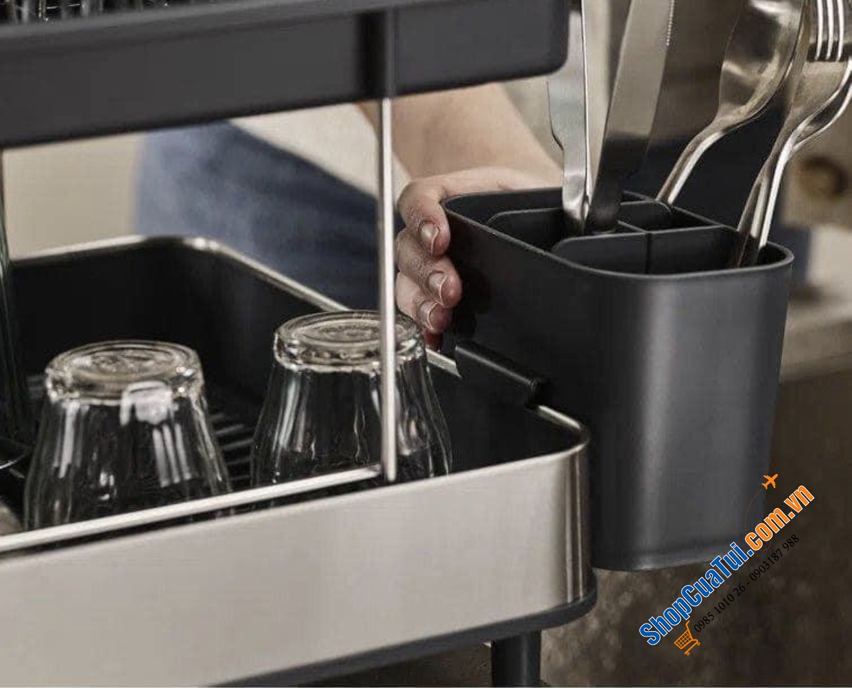 Kệ úp chén bát 2 tầng Josseph Joseph Excel Steel (Grey) 851647 - Giá úp bát hai tầng Joseph Joseph 851647 - Kệ bát