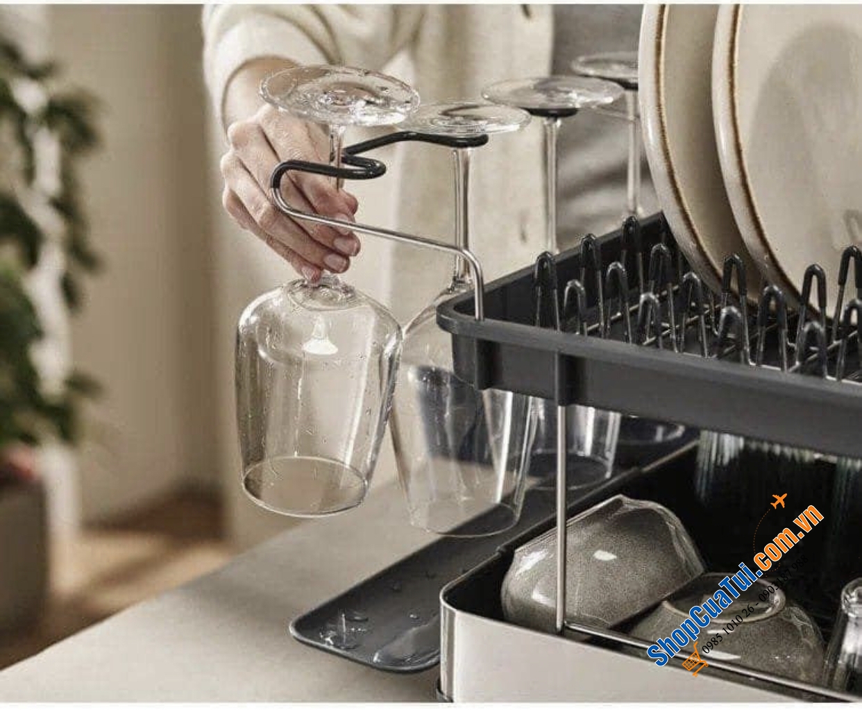 Kệ úp chén bát 2 tầng Josseph Joseph Excel Steel (Grey) 851647 - Giá úp bát hai tầng Joseph Joseph 851647 - Kệ bát