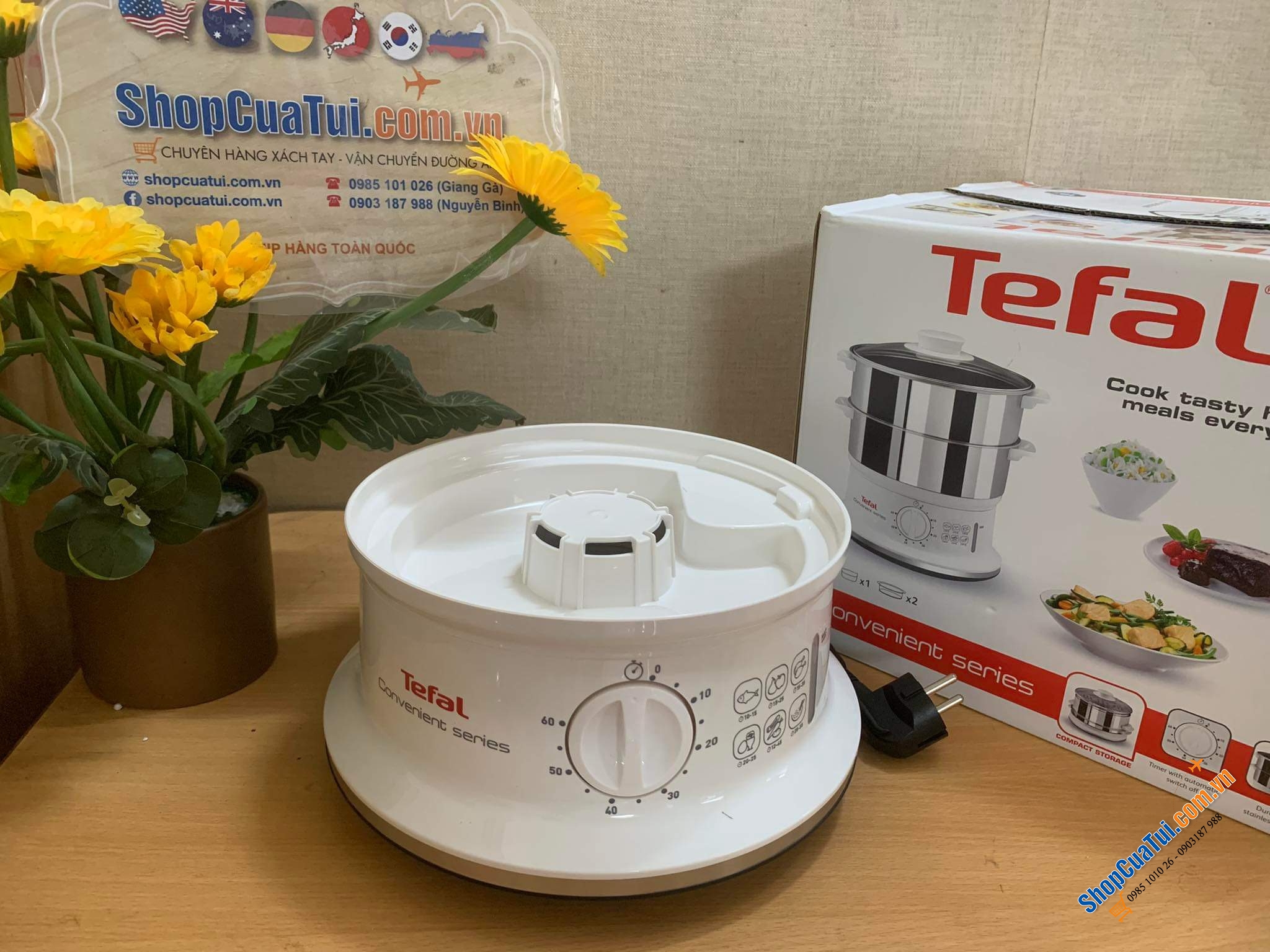 Nồi hấp 2 tầng Tefal VC1451 Dampfgarer 6L - Hấp các loại rau, củ, quả, thịt, cá, hâm nóng thức ăn tại gia đình, nhà hàng