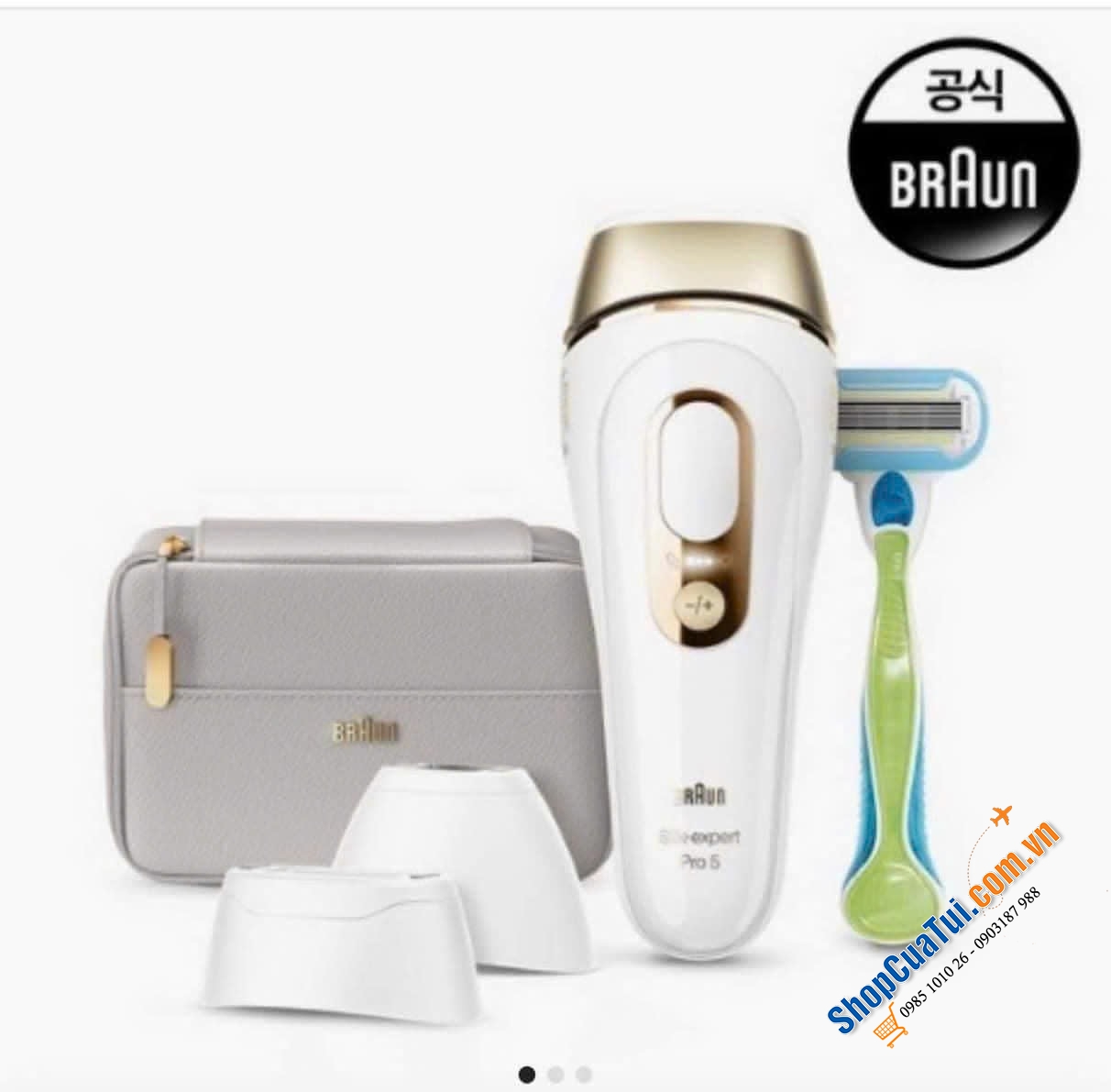 Máy triệt lông thế hệ mới nhất BRAUN Silk-expert Pro 5 PL5257 IPL - với 4 tính năng bổ sung: đầu rộng, đầu chính xác, dao cạo siêu mịn Venus, túi làm đẹp cao cấp cho TOÀN THÂN