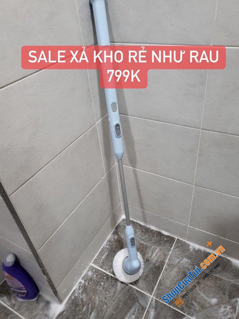 Máy cọ rửa toilet Ohella - cây lau đa năng tự động OHella - Dễ dàng lau dọn nhà tắm, nhà vệ sinh - MÀU XANH