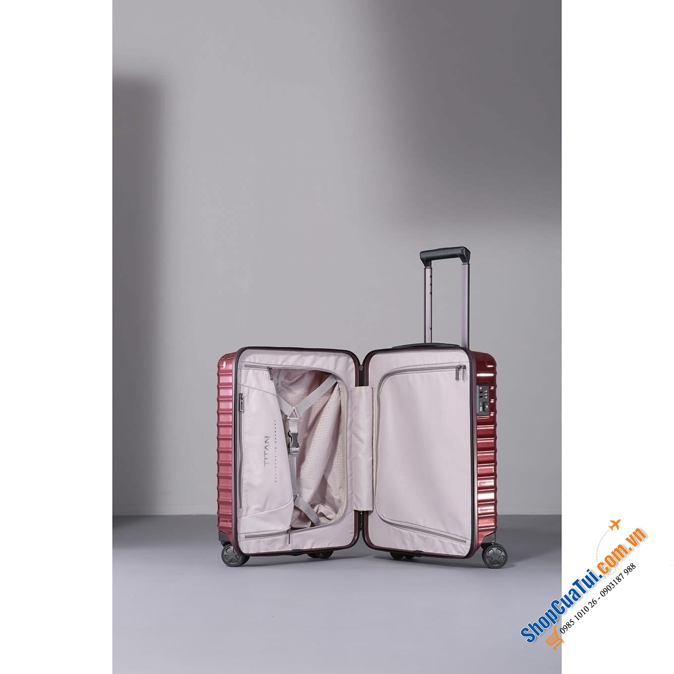 Valy Titan size cabin - Vali sản xuất tại Đức (Made in Germany) siêu xịn màu xanh, đỏ, đen