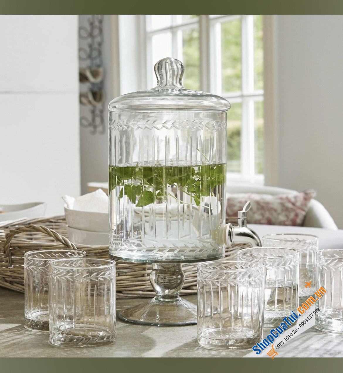 Bình nước Loberon - đồ handmade Germany dung tích 4,5 Lít - MẪU HÌNH TRỤ