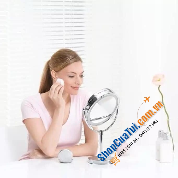 Gương trang điểm đèn Led BEURER BS55 Germany - phóng lớn gấp 7 lần và có 18 đèn led giúp dễ trang điểm ngay cả khi thiếu sáng