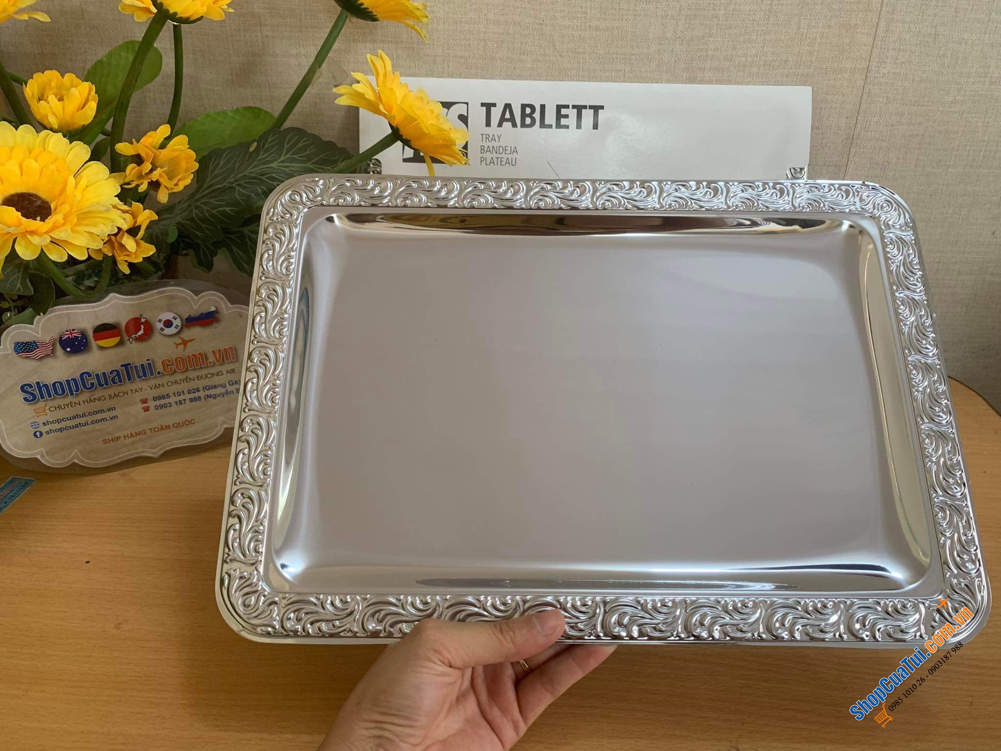 Khay inox Schöner Essen size nhỏ 35 x 24cm của APS bóng loáng và rất bền - Made in Germany