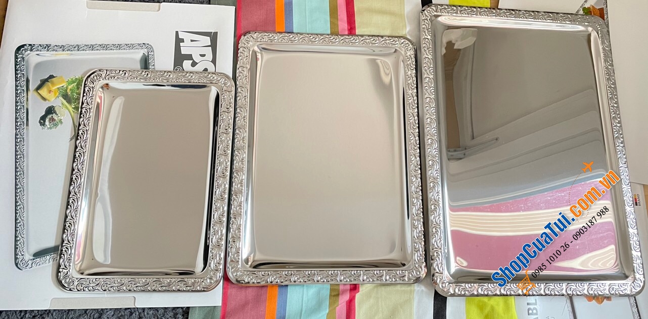 Khay inox Schöner Essen size trung 42 x 31cm của APS bóng loáng và rất bền - Made in Germany