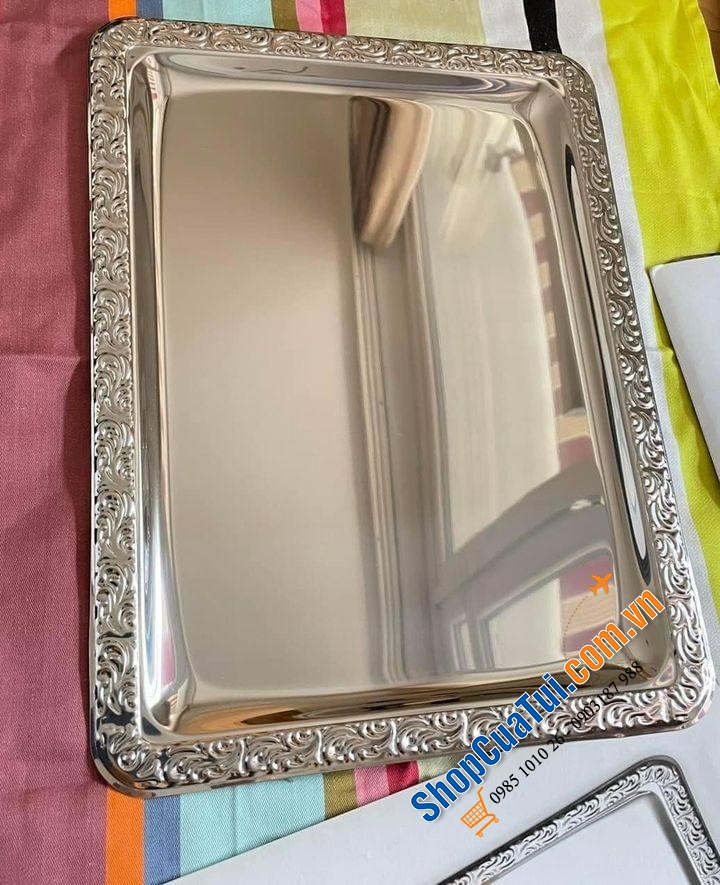 Khay inox Schöner Essen size trung 42 x 31cm của APS bóng loáng và rất bền - Made in Germany