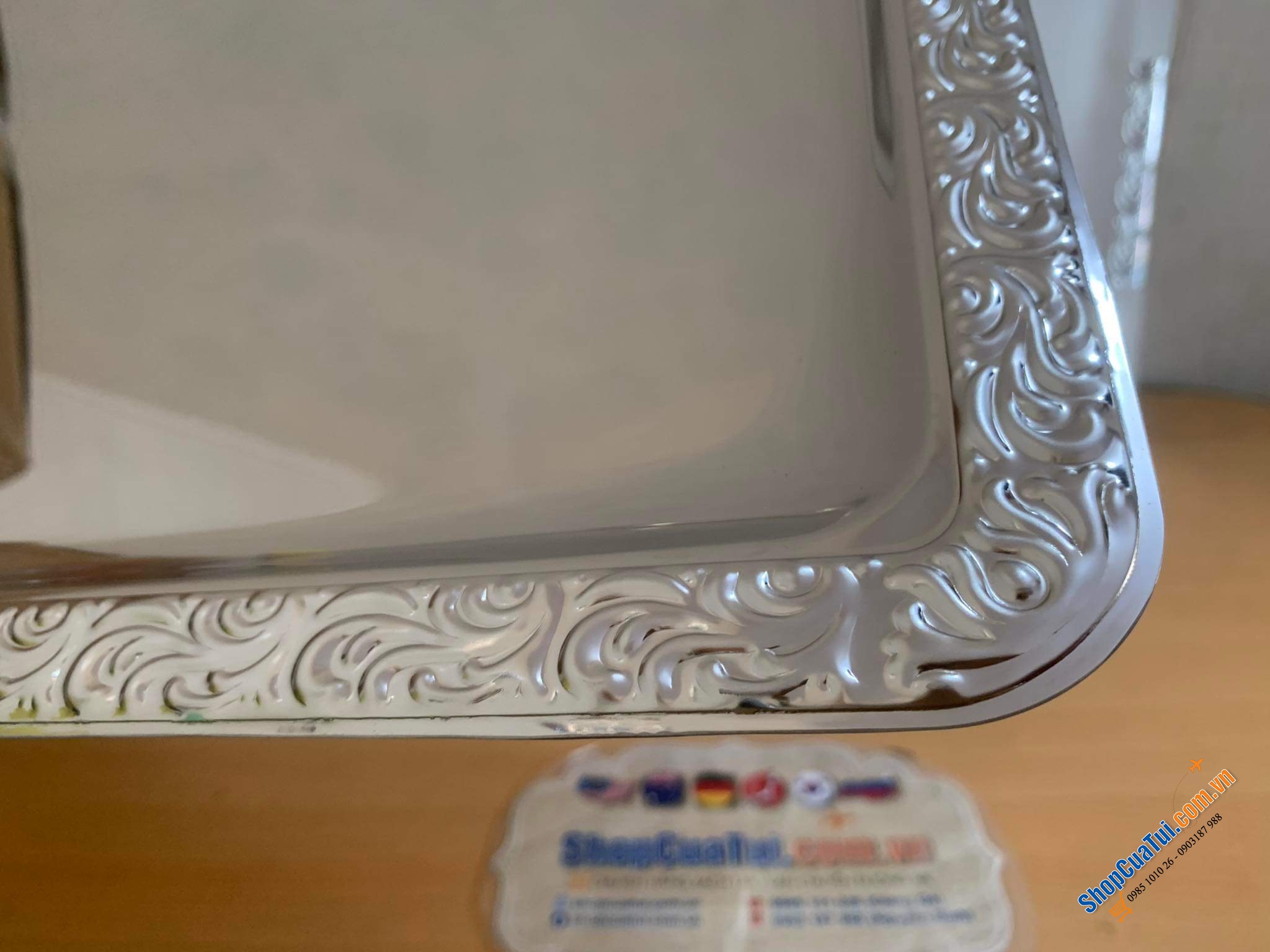 Khay inox Schöner Essen size trung 42 x 31cm của APS bóng loáng và rất bền - Made in Germany