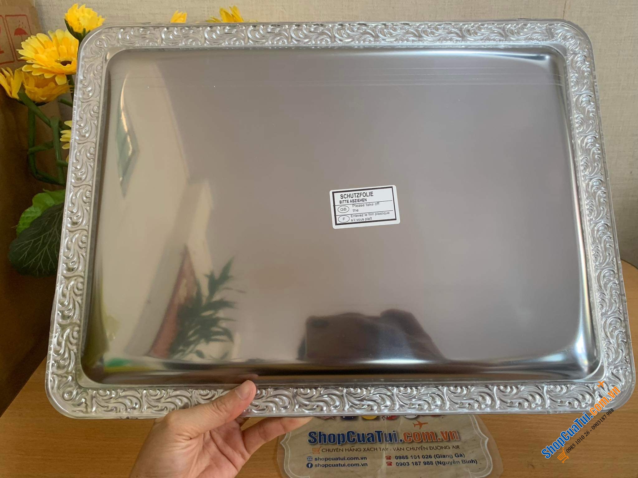 Khay inox Schöner Essen size trung 42 x 31cm của APS bóng loáng và rất bền - Made in Germany