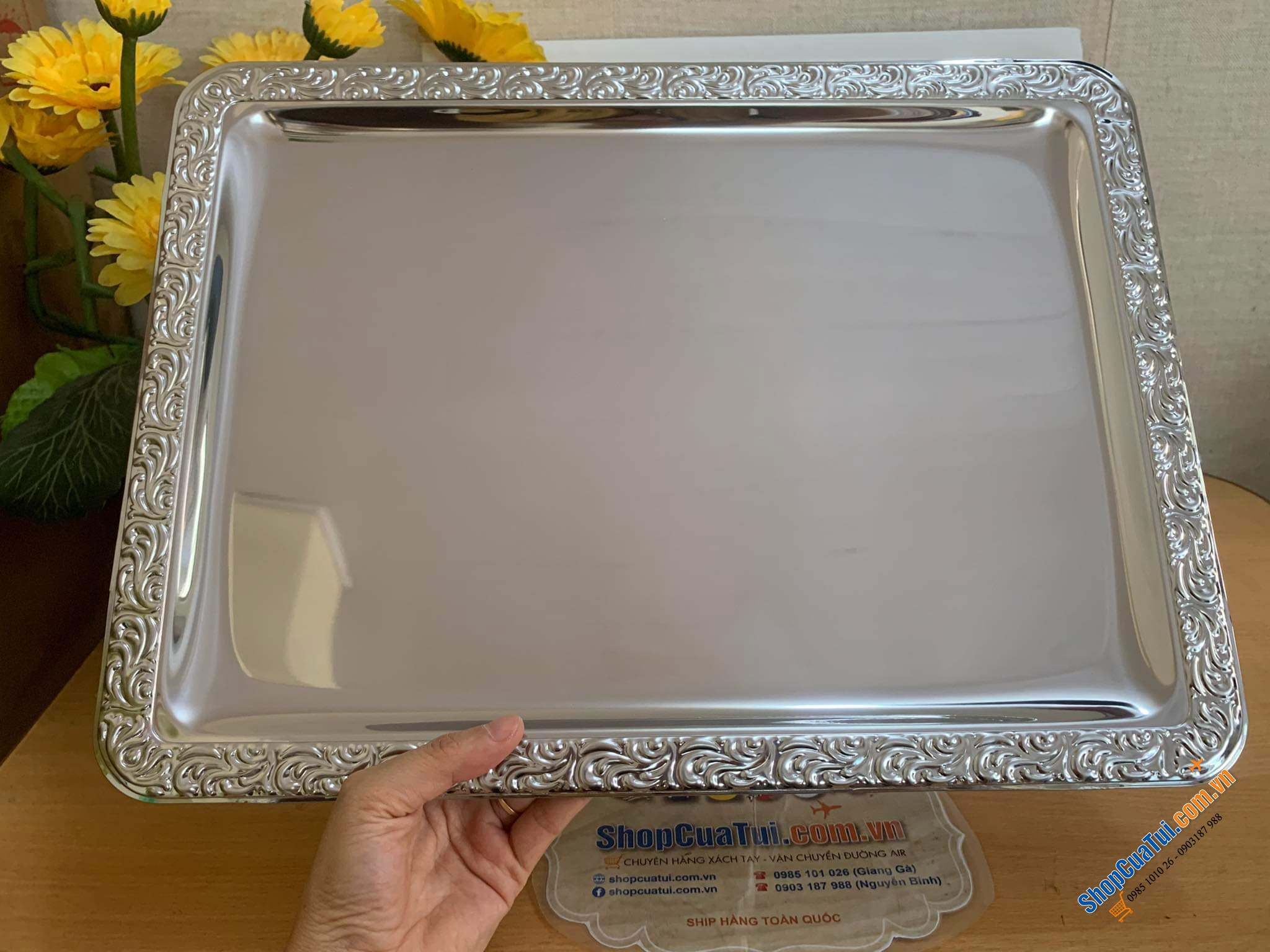 Khay inox Schöner Essen size trung 42 x 31cm của APS bóng loáng và rất bền - Made in Germany