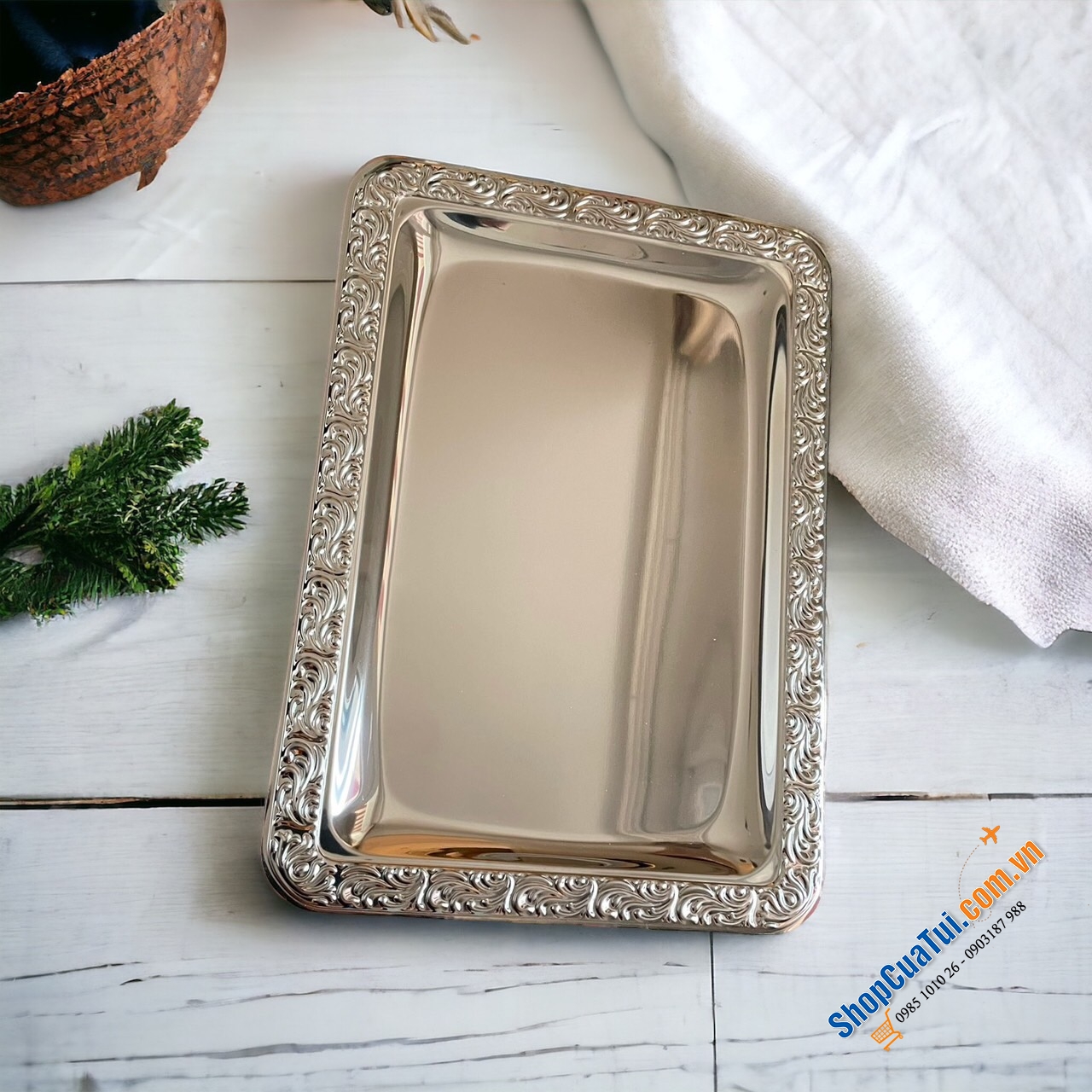 Khay inox Schöner Essen size đại 50 x 36 cm của APS bóng loáng và rất bền - Made in Germany