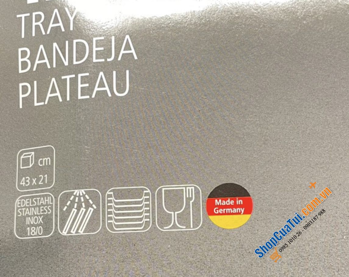 Khay inox Schöner Essen size đại 50 x 36 cm của APS bóng loáng và rất bền - Made in Germany