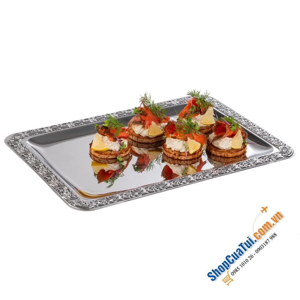 Khay inox Schöner Essen size đại 50 x 36 cm của APS bóng loáng và rất bền - Made in Germany