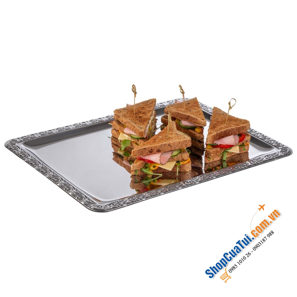 Khay inox Schöner Essen size đại 50 x 36 cm của APS bóng loáng và rất bền - Made in Germany