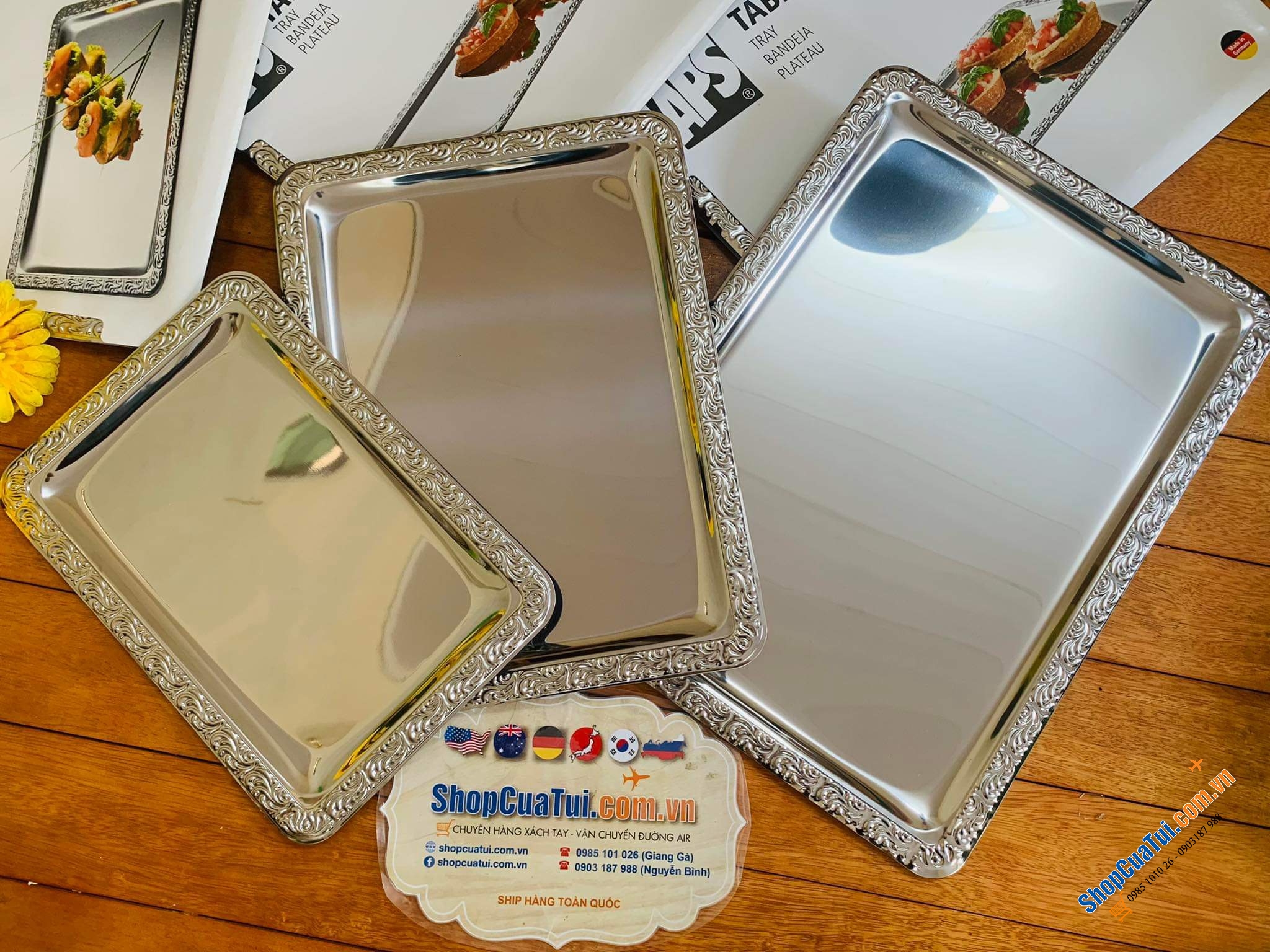 Khay inox Schöner Essen size đại 50 x 36 cm của APS bóng loáng và rất bền - Made in Germany