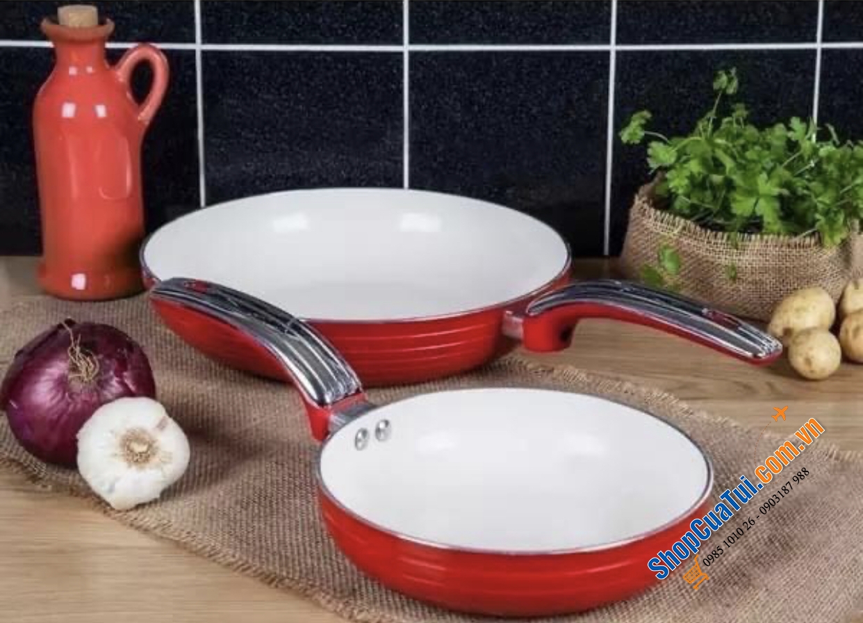 Bộ 5 món nồi chảo Swan màu đỏ siêu đẹp, nấu được mọi loại bếp kể cả bếp từ