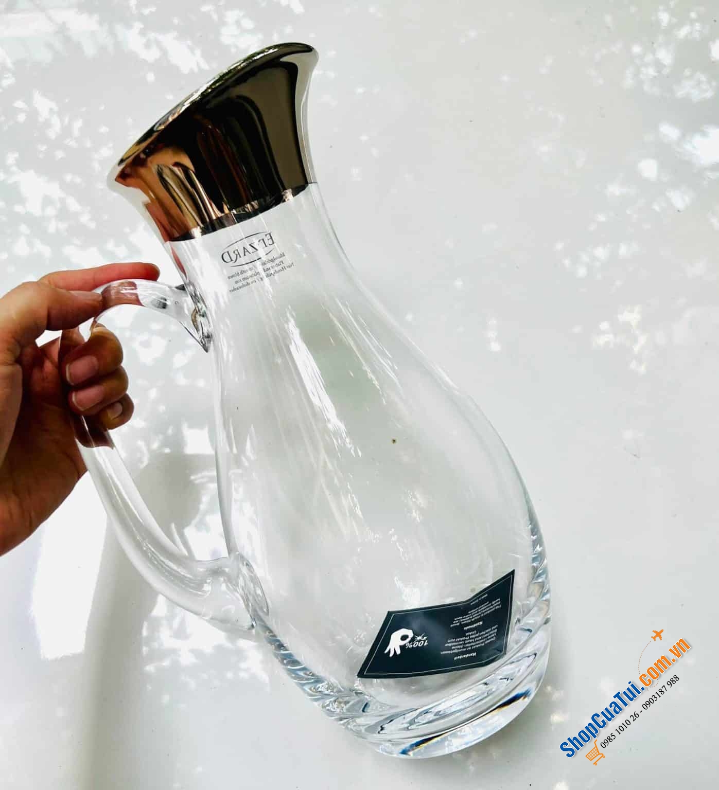 Bình đựng nước EDZARD Johnny thuỷ tinh pha lê viền bạch kim 1,8L - Bình nước đẹp