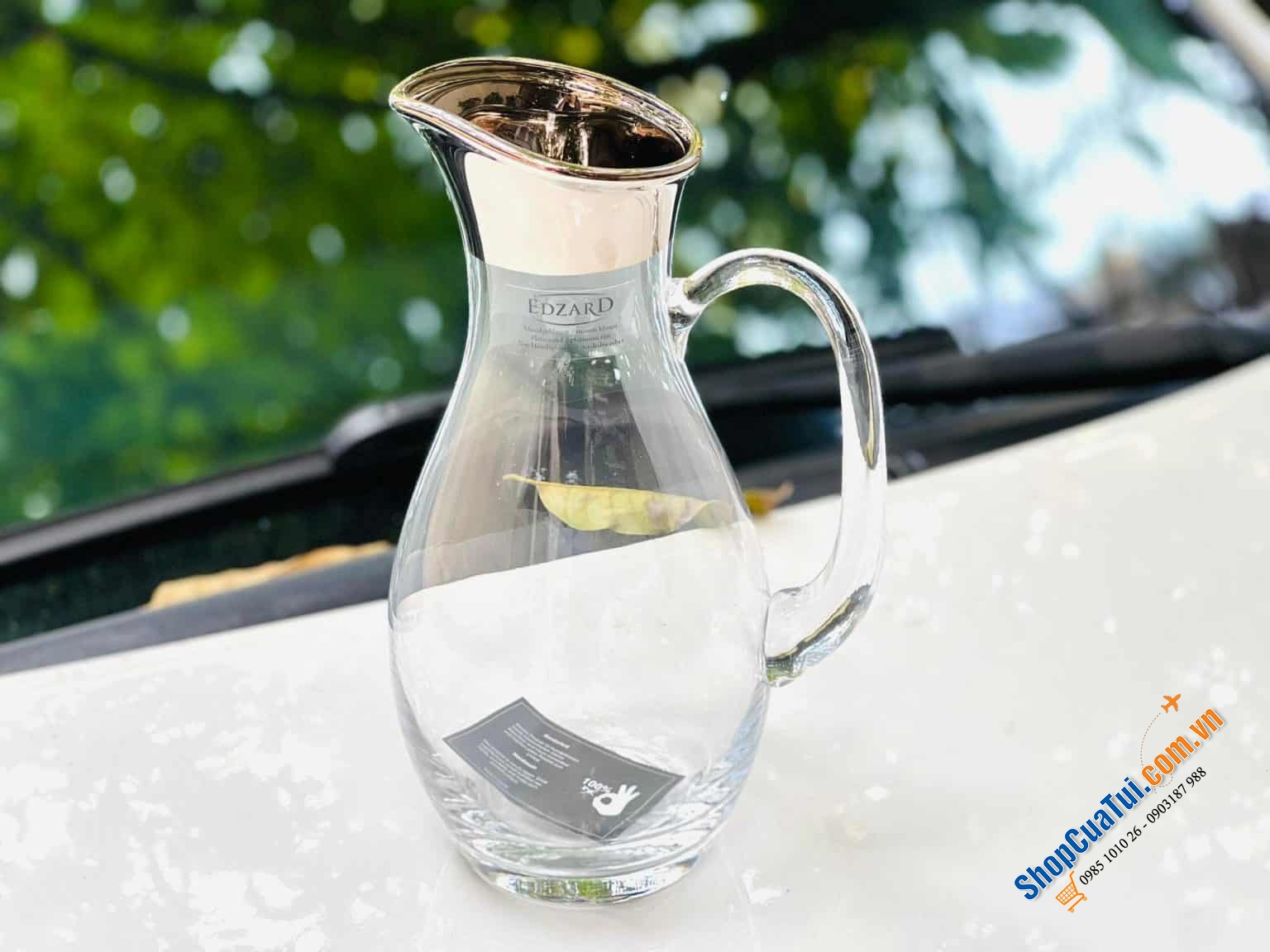 Bình đựng nước EDZARD Johnny thuỷ tinh pha lê viền bạch kim 1,8L - Bình nước đẹp