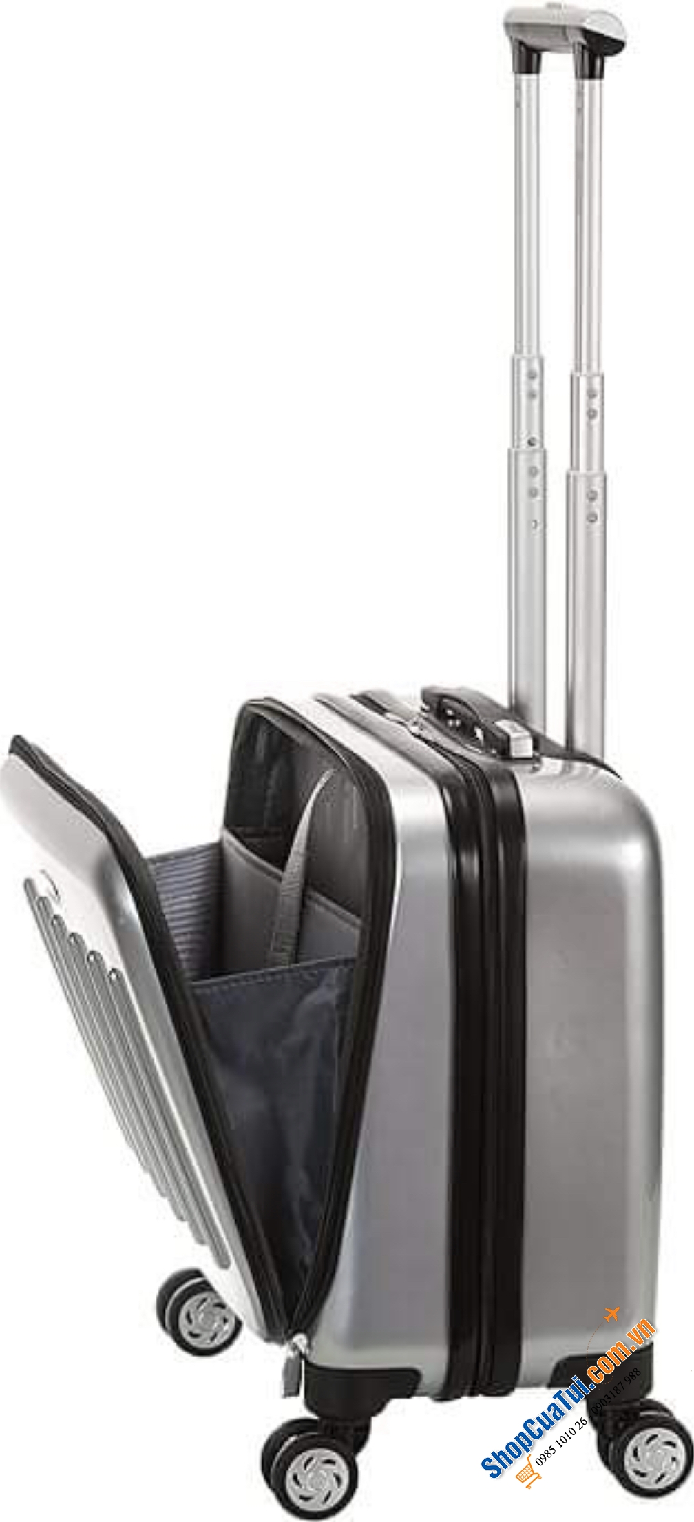 Valy Rockland Hardside Rolling Computer  Case, Black, Silver, Carry-On 17-Inch - Vali doanh nhân có ngăn đựng laptop 17 inch