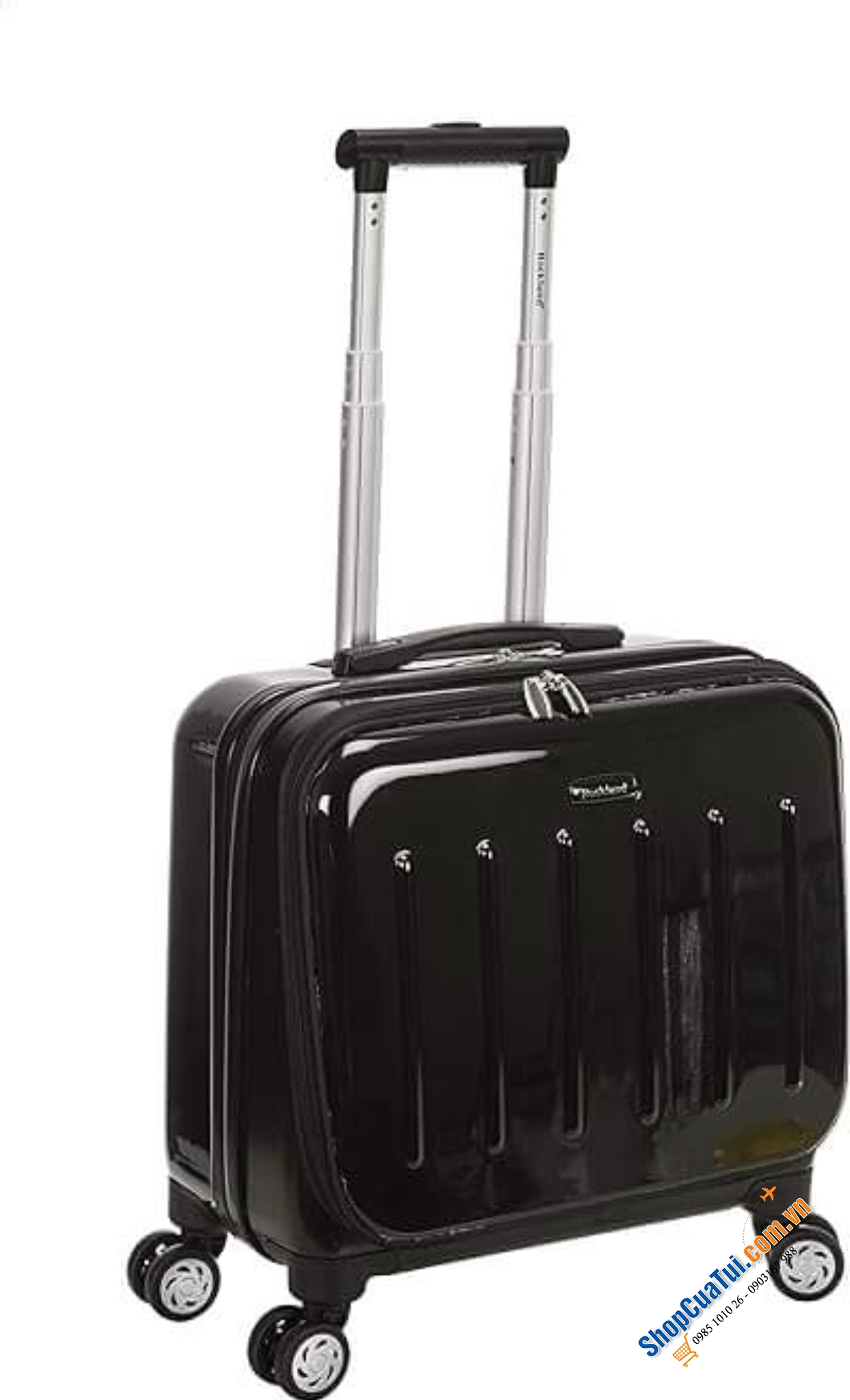 Valy Rockland Hardside Rolling Computer  Case, Black, Silver, Carry-On 17-Inch - Vali doanh nhân có ngăn đựng laptop 17 inch