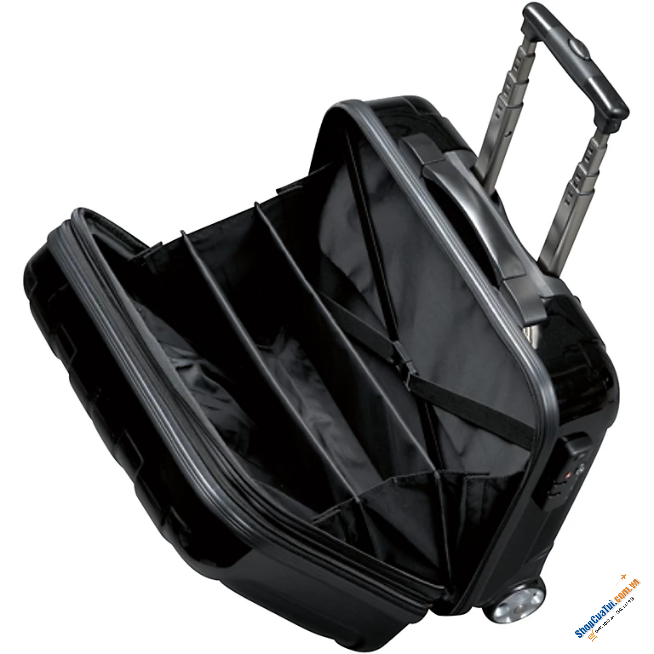 Valy Rockland Hardside Rolling Computer  Case, Black, Silver, Carry-On 17-Inch - Vali doanh nhân có ngăn đựng laptop 17 inch