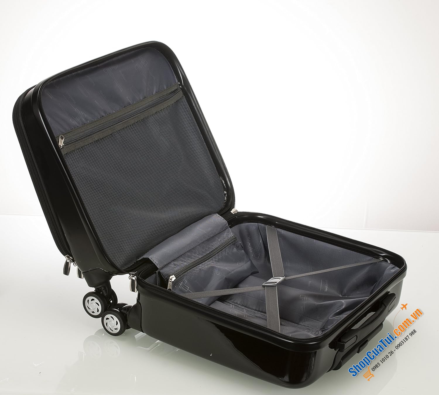Valy Rockland Hardside Rolling Computer  Case, Black, Silver, Carry-On 17-Inch - Vali doanh nhân có ngăn đựng laptop 17 inch