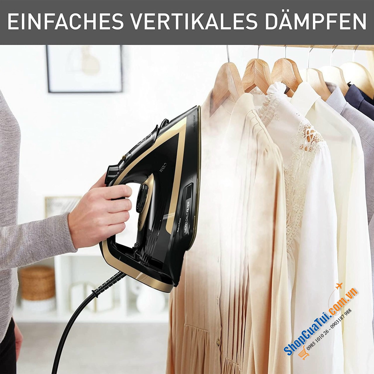 Bàn là hơi nước Tefal FV8064 Puregliss - Made in France - Công suất khủng 3000W và khả năng phun hơi cực kỳ mạnh mẽ