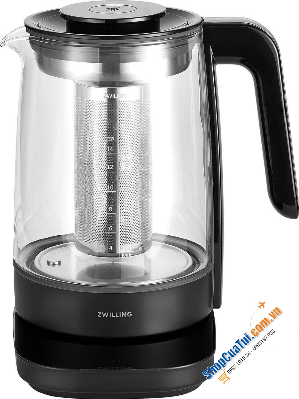 ẤM SIÊU TỐC PHA TRÀ ZWILLING ENFINIFY 1,7L mầu đen & trắng bạc