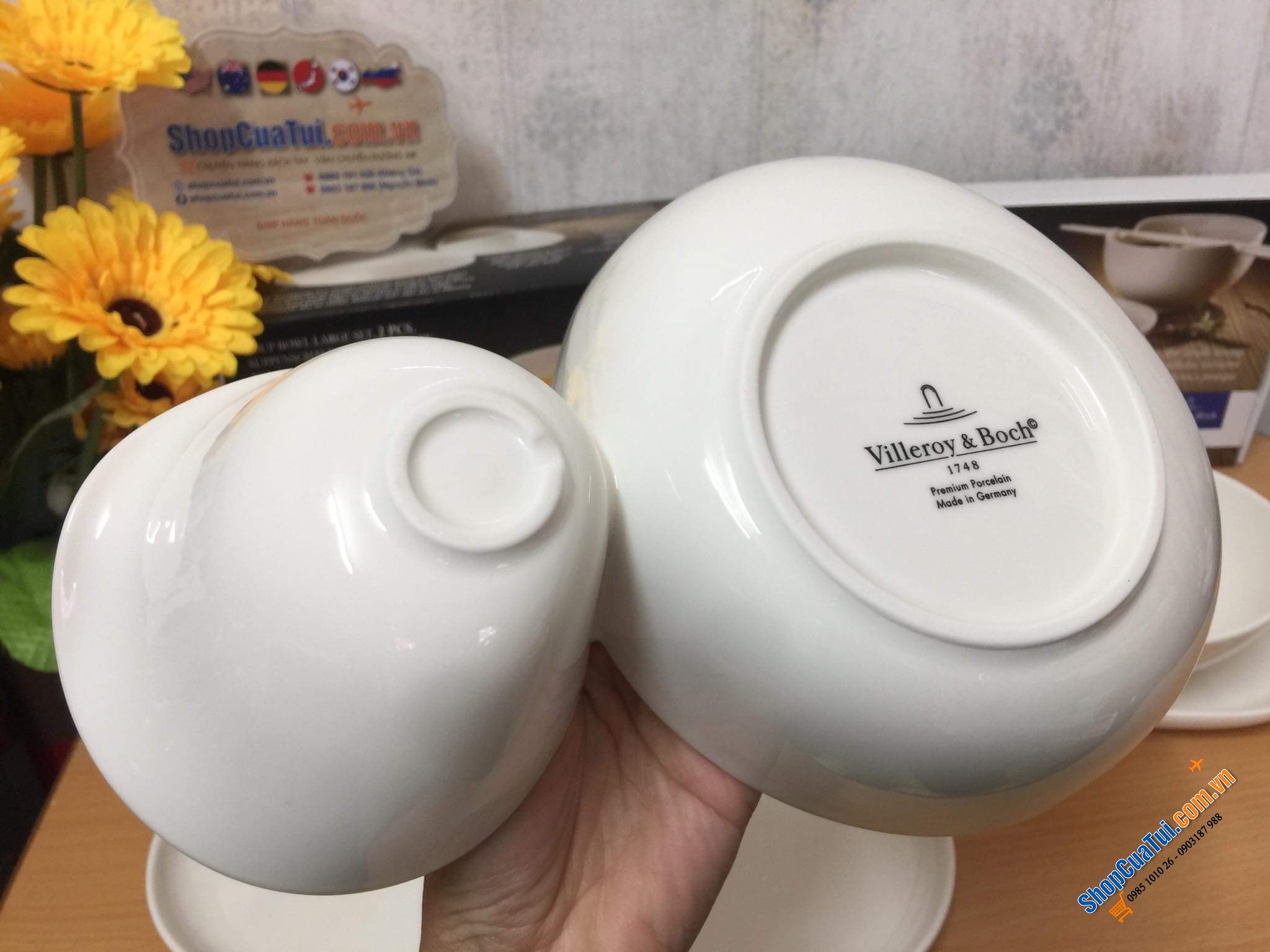 SET 2 BÁT ĂN PHỞ SÚP VILLEROY BOCH SOUP PASSION đính liền - MADE IN GERMANY