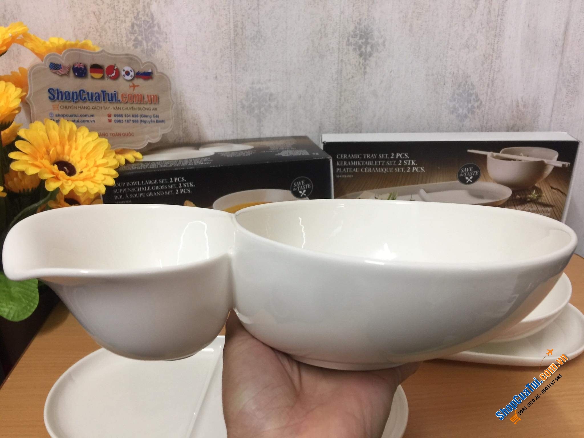 SET 2 BÁT ĂN PHỞ SÚP VILLEROY BOCH SOUP PASSION đính liền - MADE IN GERMANY