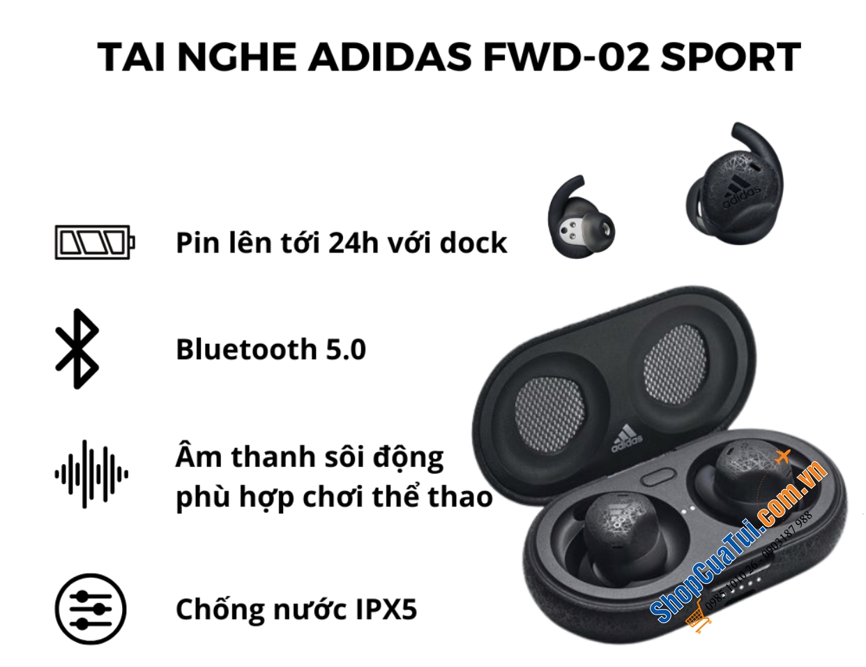 Tai nghe không dây thể thao Adidas F.W.D-02 SPORT - mẫu mới 2024