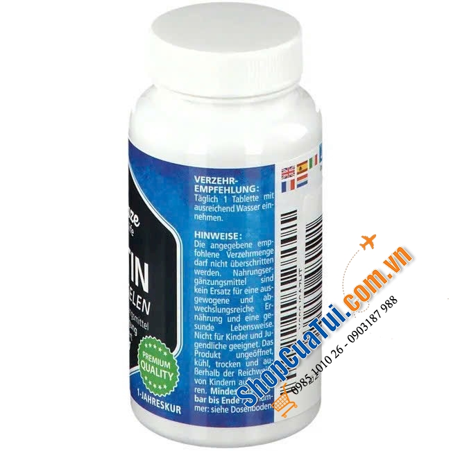 Viên uống bổ sung Biotin, selen và kẽm ngăn rụng tóc, đẹp da, chắc móng, kích thích mọc tóc Vitamaze Biotin 10000 mcgramm + Selen Zink - made in Germany