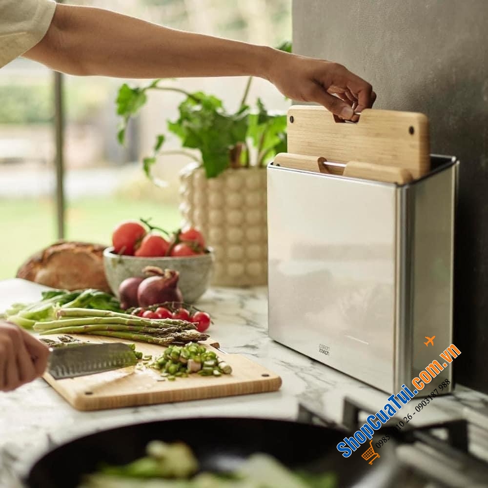 Bộ 3 thớt phân loại Joseph Joseph Folio Steel Bamboo 60229 – Dụng cụ bếp không thể thiếu cho mọi gia đình.