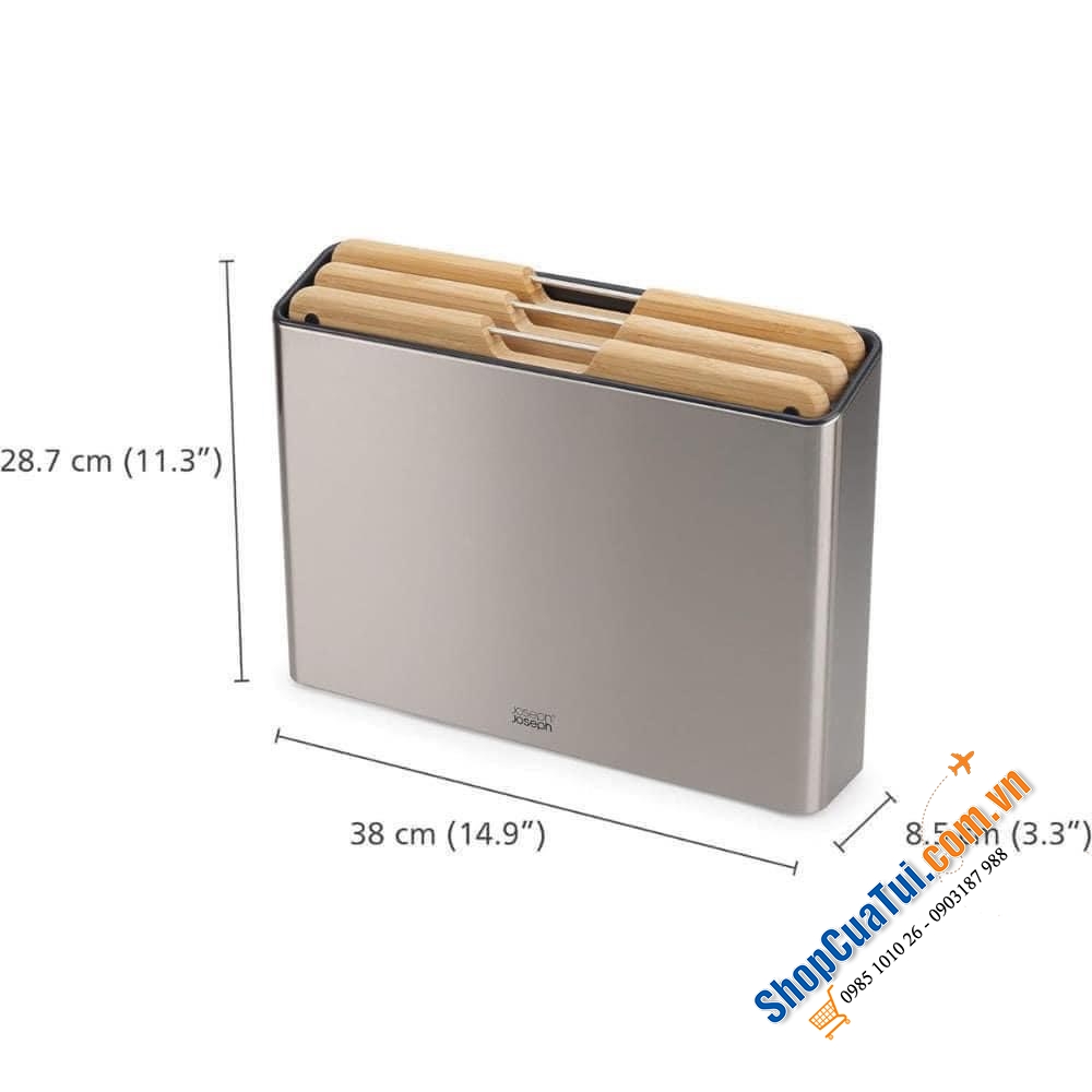 Bộ 3 thớt phân loại Joseph Joseph Folio Steel Bamboo 60229 – Dụng cụ bếp không thể thiếu cho mọi gia đình.