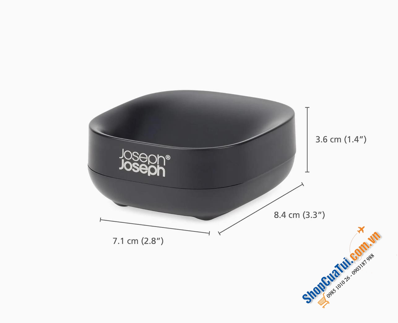 Hộp đựng xà phòng Joseph Joseph Slim Compact Soap Dish 70601 Matte Black màu đen nhám.