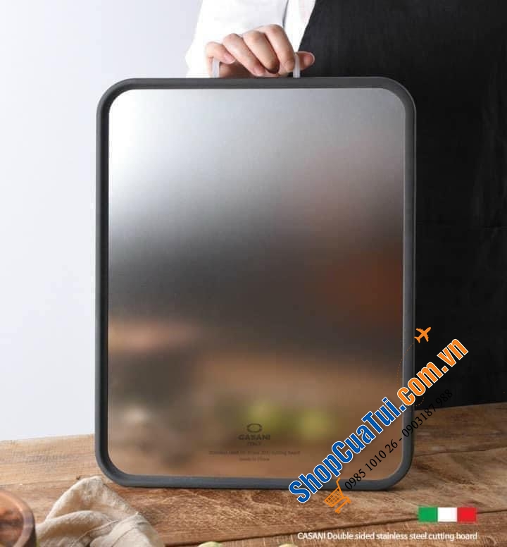 THỚT KHÁNG KHUẨN CASANI CUTTING BOARD 390x290x20 (2 mặt: 1 mặt thước đo, 1 mặt trơn).