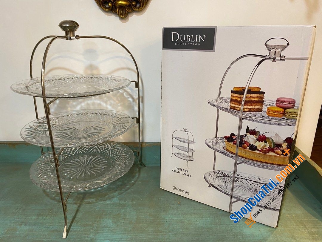 Khay ba tầng Dublin tròn - Dublin Three Tier Crystal Server