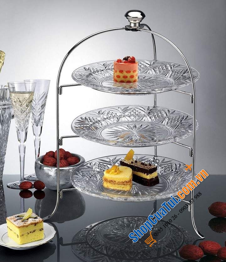 Khay ba tầng Dublin tròn - Dublin Three Tier Crystal Server