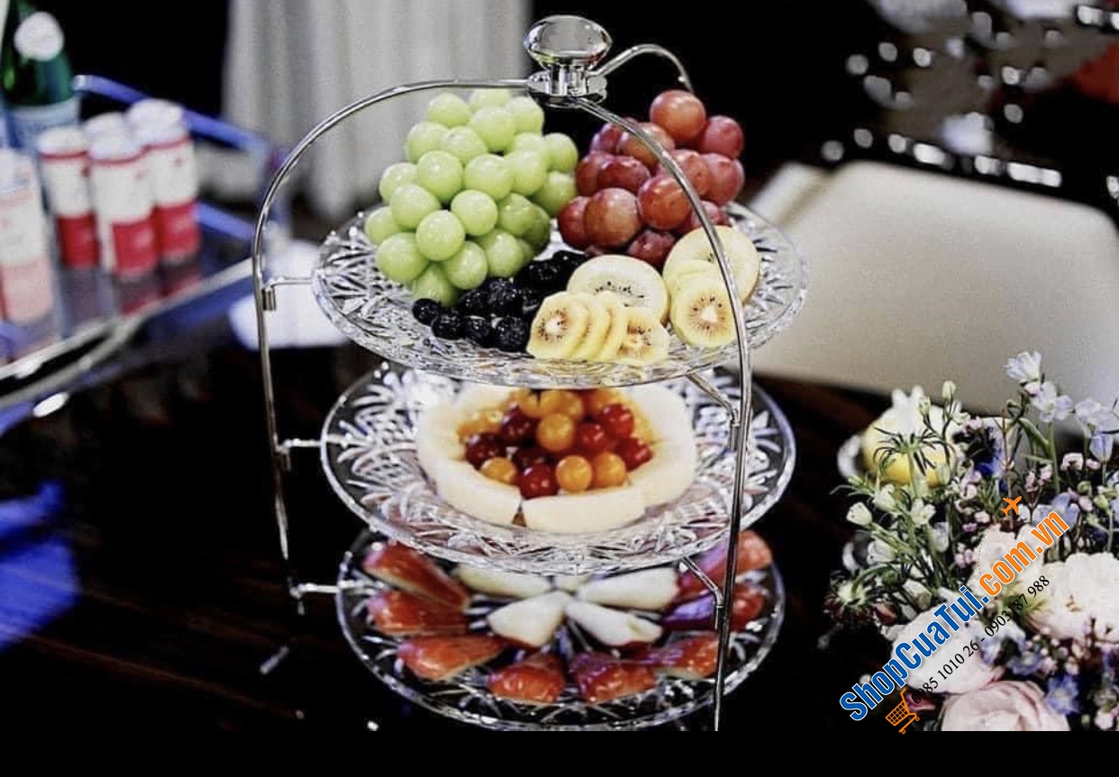 Khay ba tầng Dublin tròn - Dublin Three Tier Crystal Server