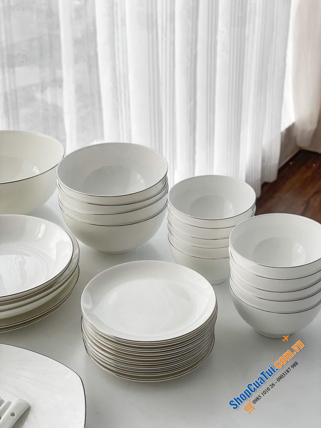 Bộ bát sứ Imperial 50 món viền bạc