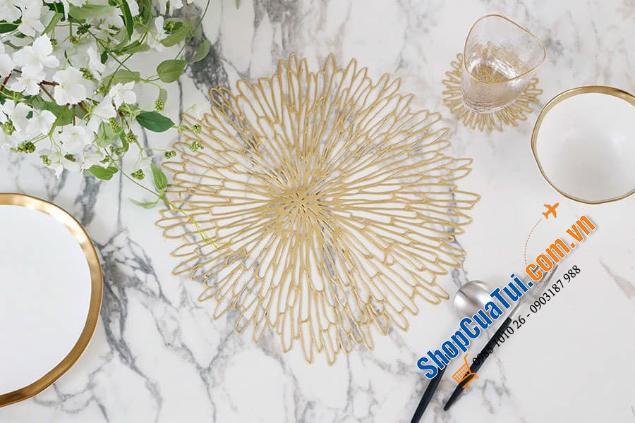 Set 6 lót cốc Bloom Coasters Set Gilded Chilewich