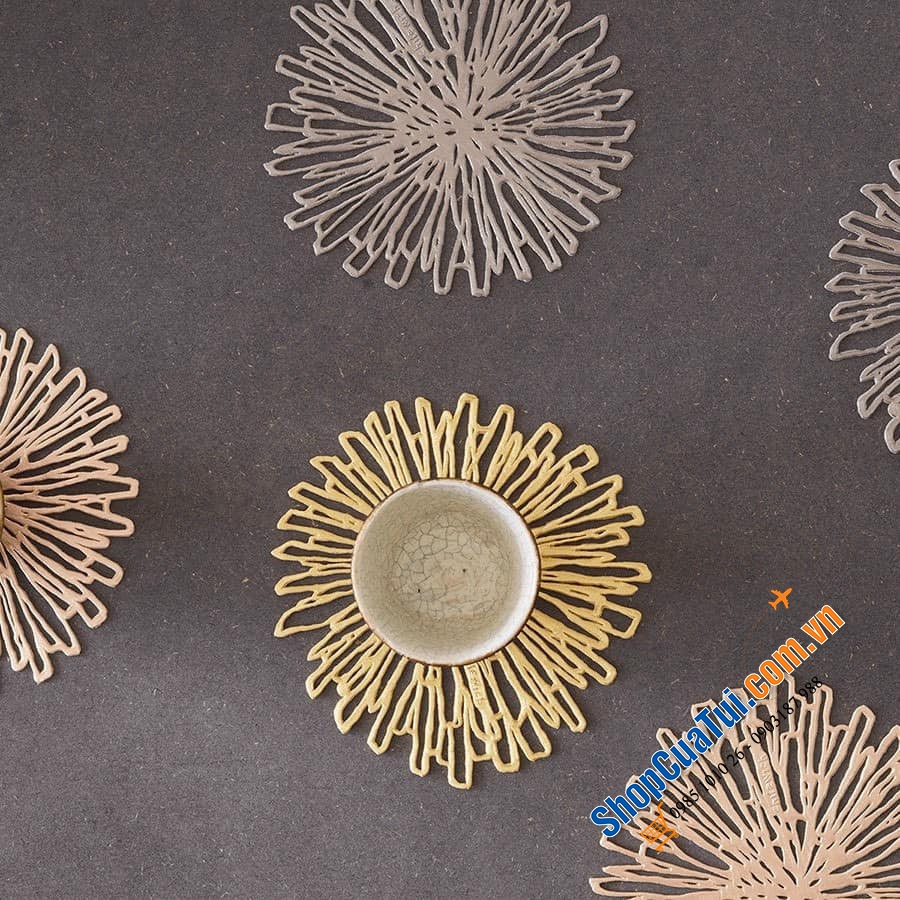 Set 6 lót cốc Bloom Coasters Set Gilded Chilewich