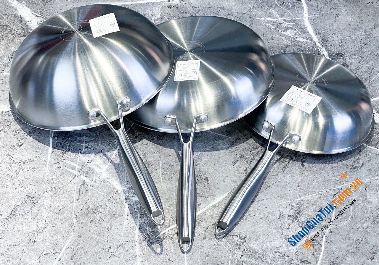 CHẢO THÉP TỔ ONG THÀNH CAO EISENBERG GERMANY - ĐÚC LIỀN 3 đáy chống cháy, chống dính tự thân -  có 3 SIZE: 24cm + 28cm và Sâu lòng 28cm