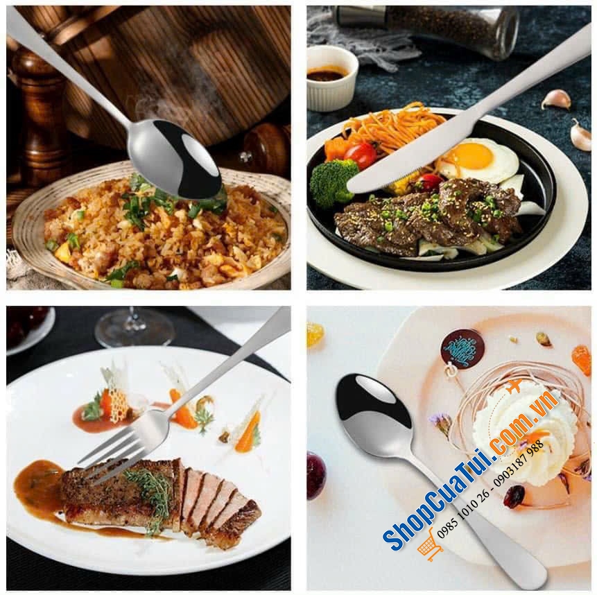 BỘ DAO THÌA DĨA 24 MÓN HÌNH QUẢ TRỨNG MOOD GIFT màu inox, màu đồng