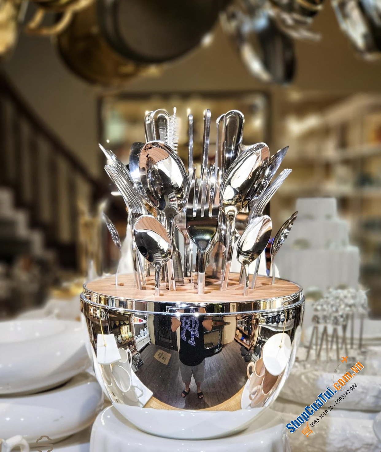 BỘ DAO THÌA DĨA 24 MÓN HÌNH QUẢ TRỨNG MOOD GIFT màu inox, màu đồng