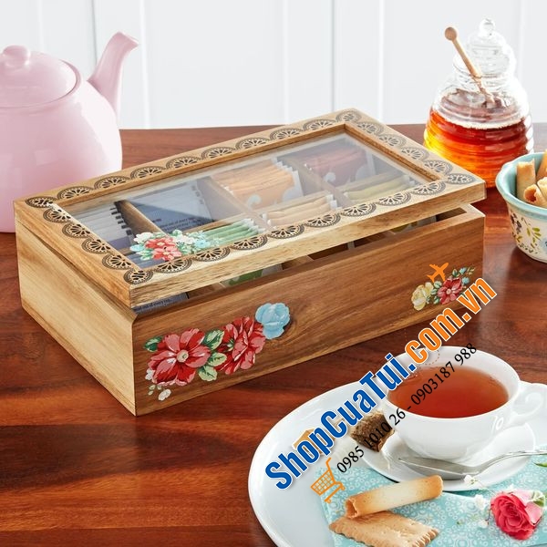 Hộp đựng trà, gia vị 8 ngăn The Pioneer Woman Vintage Floral