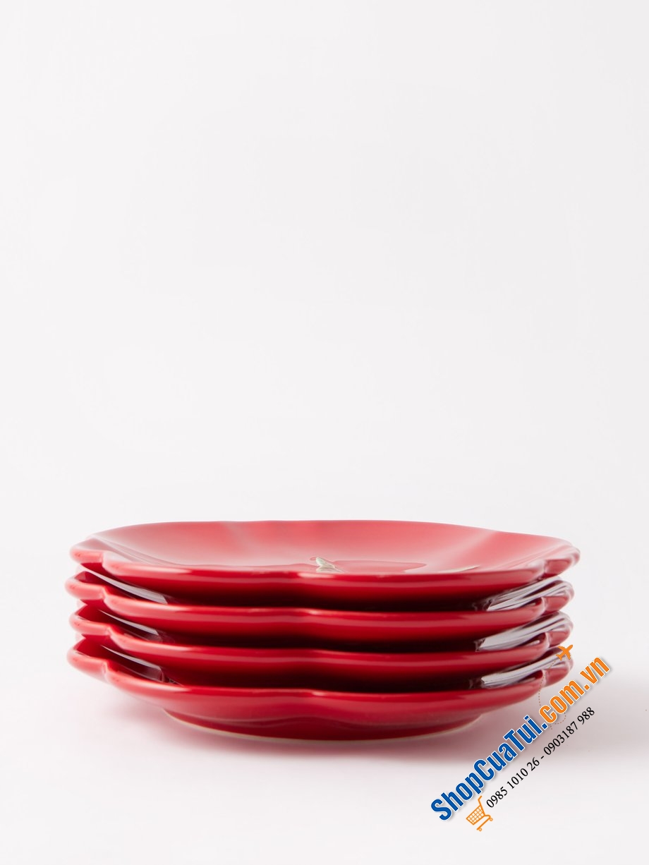 Set 4 đĩa cà chua BORDALLO 21cm bằng đất nung vẽ tay đầy sinh động